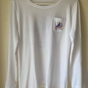 Vineyard Vines Mens White Happy New Year LS Shirt Medium